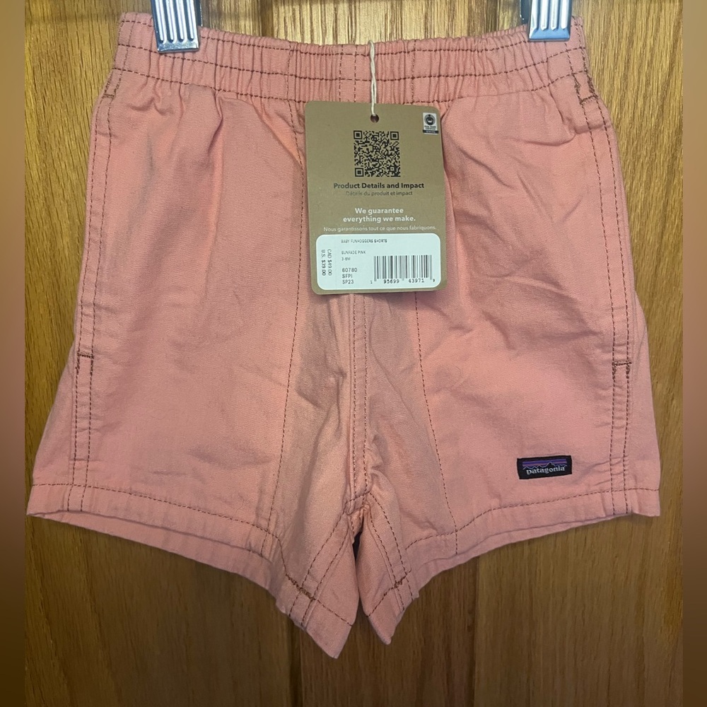 ☀️ NWT Patagonia Sunfade Salmon Shade 3-6 Mo Baby Funhoggers Shorts